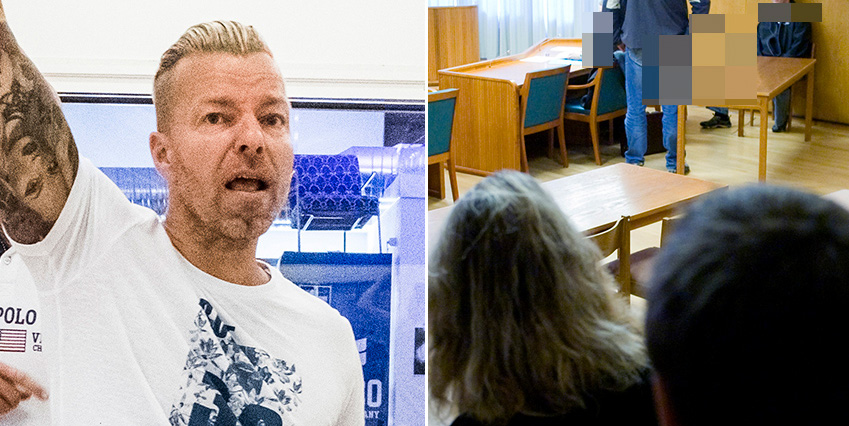 Vi ser Casper Janebrink till vänster och en domstolslokal till höger.